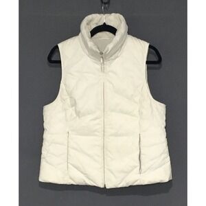G-III Apparel Vest Womens M/L White Down Puffer Quilted Full Zip Pockets Winter